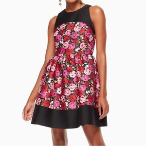 Kate Spade Salon Rose Odell Dress Babydoll Sleeveless A-Line size 10 red black